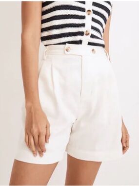 Madewell Clarke Pleated Shorts In Travel Linen Blend Size 00 NWOT